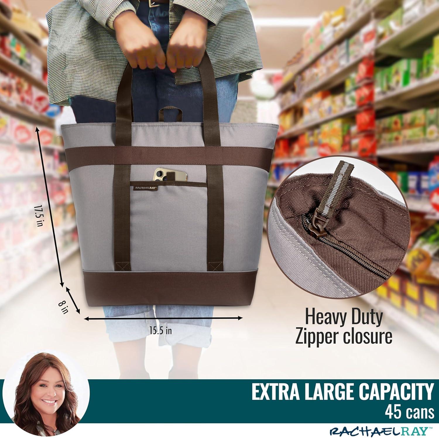 imageRachael Ray Jumbo Chillout Thermal Tote Insulated Soft Sided Cooler BagSea Salt Gray
