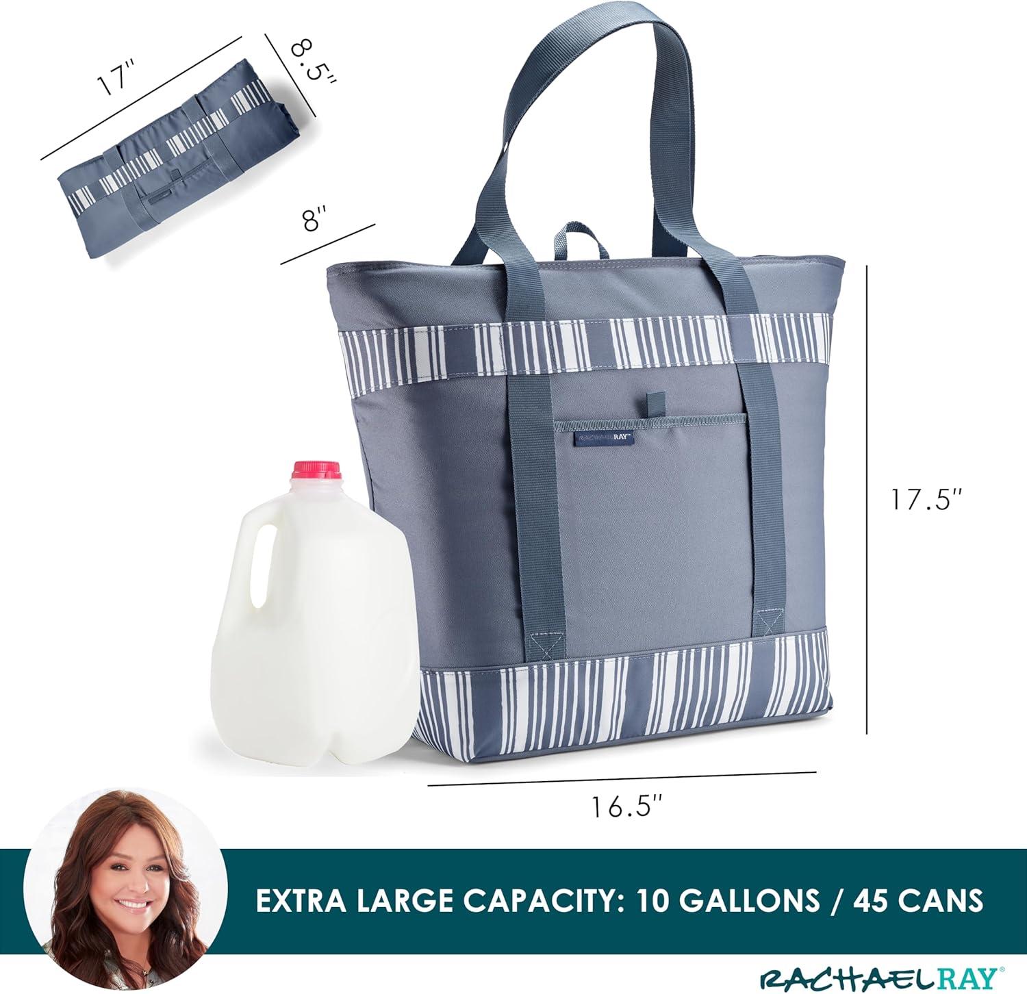 imageRachael Ray Jumbo Chillout Thermal Tote Insulated Soft Sided Cooler BagSlate Stripe