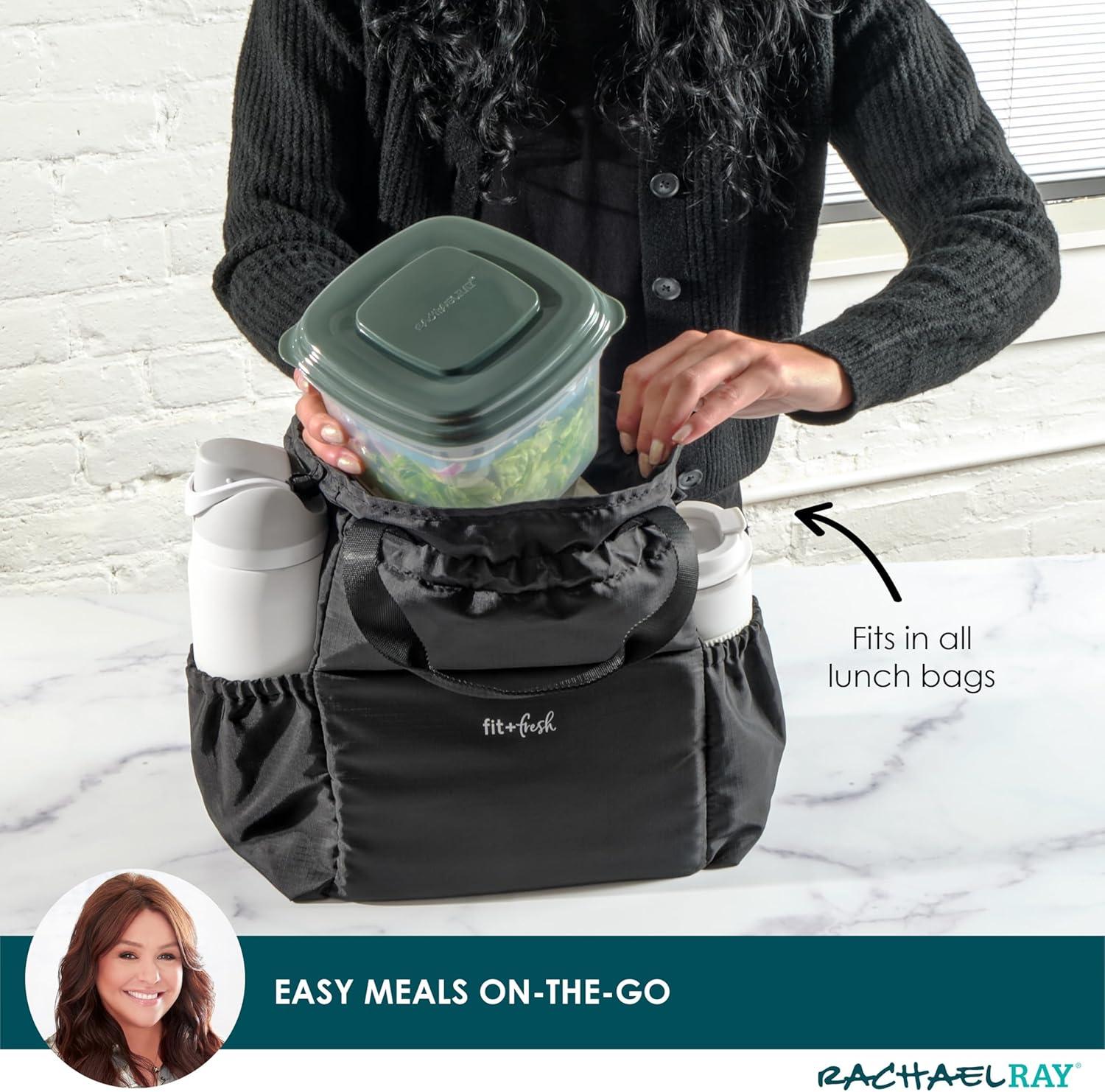 imageRachael Ray Soup ampamp Sandwich Container For Lunch Hot Soup Lunch Container For Adults Reusable Soup Bowl With Container For Sandwich or Toppings Includes Removable Ice Pack Hot or Cold Food StorageDeluxe Salad Set  Green