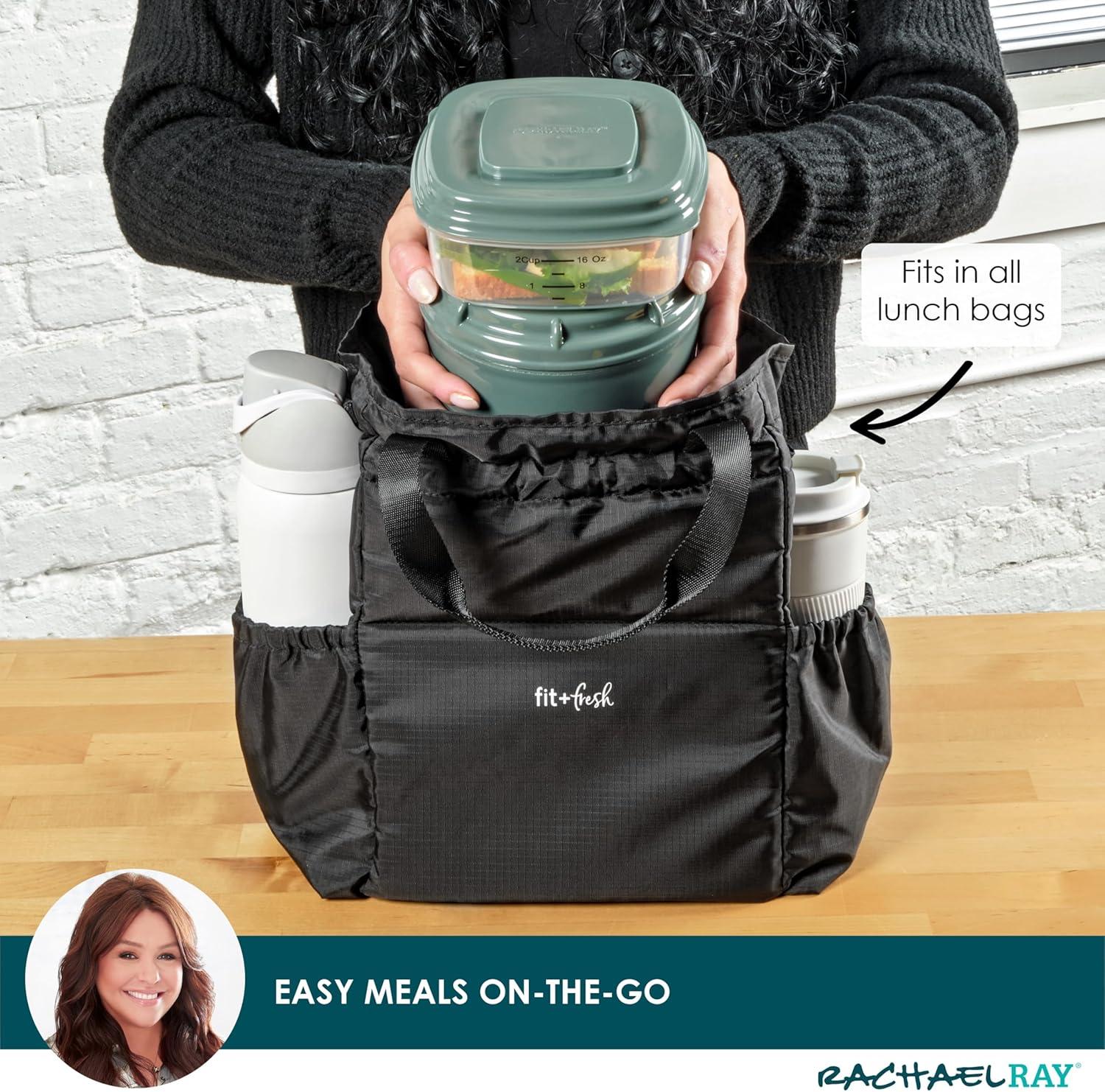 imageRachael Ray Soup ampamp Sandwich Container For Lunch Hot Soup Lunch Container For Adults Reusable Soup Bowl With Container For Sandwich or Toppings Includes Removable Ice Pack Hot or Cold Food StorageSoup  Sandwich Set  Green