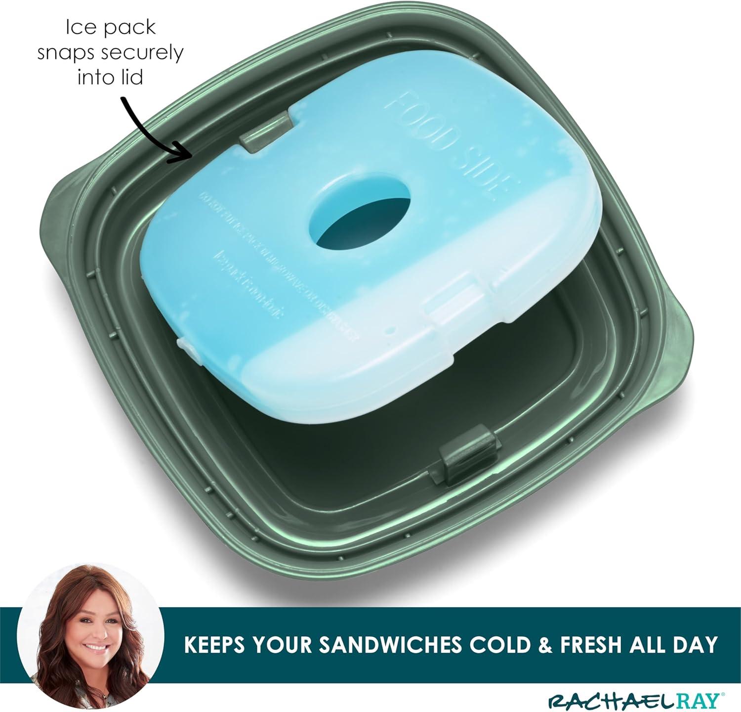 imageRachael Ray Soup ampamp Sandwich Container For Lunch Hot Soup Lunch Container For Adults Reusable Soup Bowl With Container For Sandwich or Toppings Includes Removable Ice Pack Hot or Cold Food StorageSoup  Sandwich Set  Green