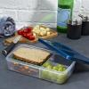 imageFit ampamp Fresh Bento Box Adult and Kids Lunch Box Container Includes 2 Slim Clipin Ice Packs Reusable LeakResistant ampamp Stackable Lunch Container for AdultsBento Lunch Box  Navy