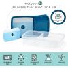 imageFit ampamp Fresh Bento Box Adult and Kids Lunch Box Container Includes 2 Slim Clipin Ice Packs Reusable LeakResistant ampamp Stackable Lunch Container for AdultsBento Lunch Box  Navy
