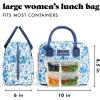 imageFit ampamp Fresh Lunch Bag For Women Insulated Womens Lunch Bag For Work Leakproof ampamp StainResistant Large Lunch Box For Women With Containers Zipper Closure Bloomington Bag Blue Floral