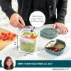 imageRachael Ray Soup ampamp Sandwich Container For Lunch Hot Soup Lunch Container For Adults Reusable Soup Bowl With Container For Sandwich or Toppings Includes Removable Ice Pack Hot or Cold Food StorageDeluxe Salad Set  Green