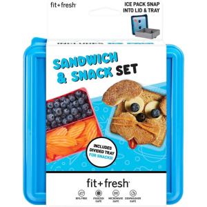 imageFit ampamp Fresh Kids SpillProof Meal Container 14 ounce capacity Colors may varyDivided Lunch Pack Carrier w Ice Pack