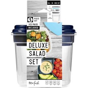 imageFit ampamp Fresh Pink Salad Container For Lunch 4 Cup Adult Salad Lunch Box With Compartments ampamp Ice PackDeluxe Salad Shaker w Ice Pack  Navy