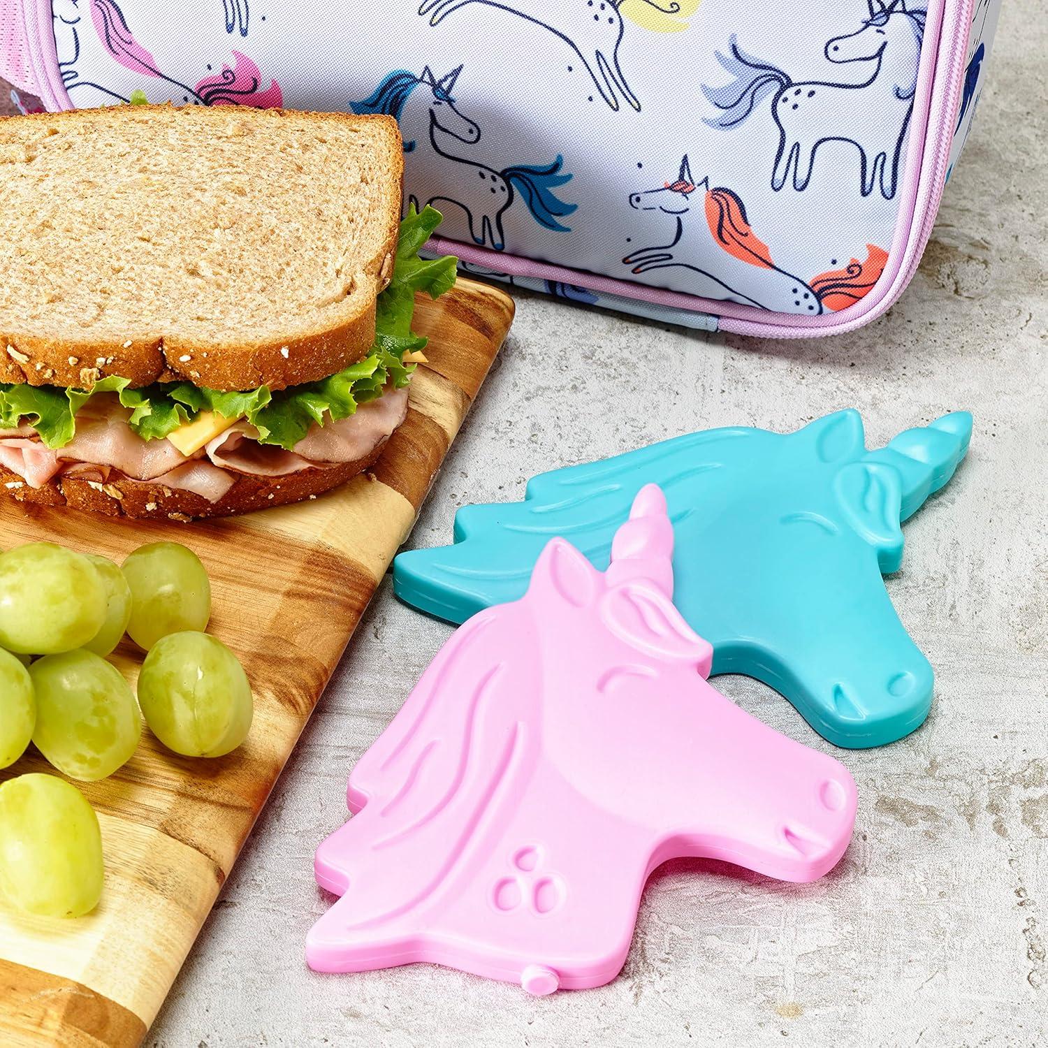 imageCool Coolers Kids Lunch Box Ice Packs Slim Ice Packs for Lunch Bags ReusableMulticolored 4 Pack DinosaurUnicorn