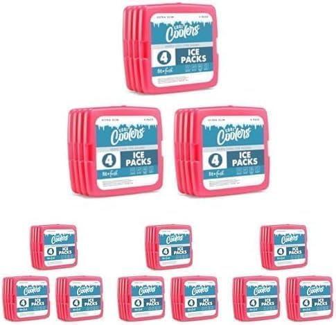 imageCool Coolers by Fit  Fresh Reusable ampamp LongLasting Slim Ice Packs Cold Packs for Cooler Flat ice Packs for Lunch Bags Cooler Accessories for Lunchboxes Camping Beach Lunch ampamp Work 12PK PinkPink 12 PK