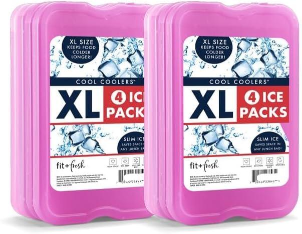 imageCool Coolers by Fit  Fresh Reusable ampamp LongLasting XL Slim Ice Packs Cold Packs for Lunch Boxes Ice Packs for Lunch Bags Cooler Accessories for Camping Beach Lunch and Work 8PK PurplePurple 8 PK