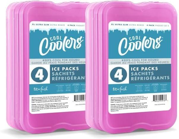 imageCool Coolers by Fit  Fresh Reusable ampamp LongLasting XL Slim Ice Packs Cold Packs for Lunch Boxes Ice Packs for Lunch Bags Cooler Accessories for Camping Beach Lunch and Work 8PK PurplePurple 8 PK