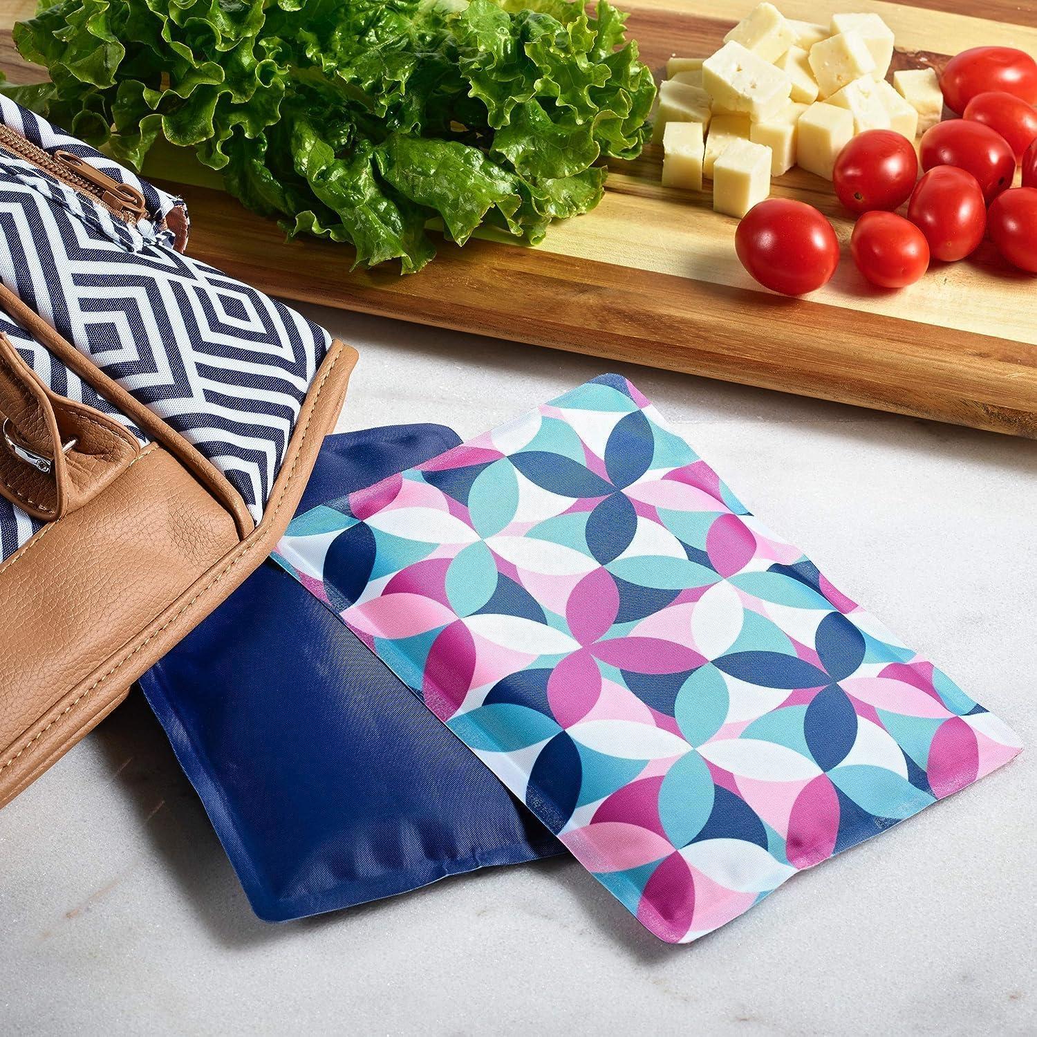 imageCool Coolers by Fit ampamp Fresh 2 Pack Soft Ice Flexible Stretch Nylon Reusable Ice Packs for Lunch Boxes ampamp Coolers Unicorn StripeBerry Geo and Navy