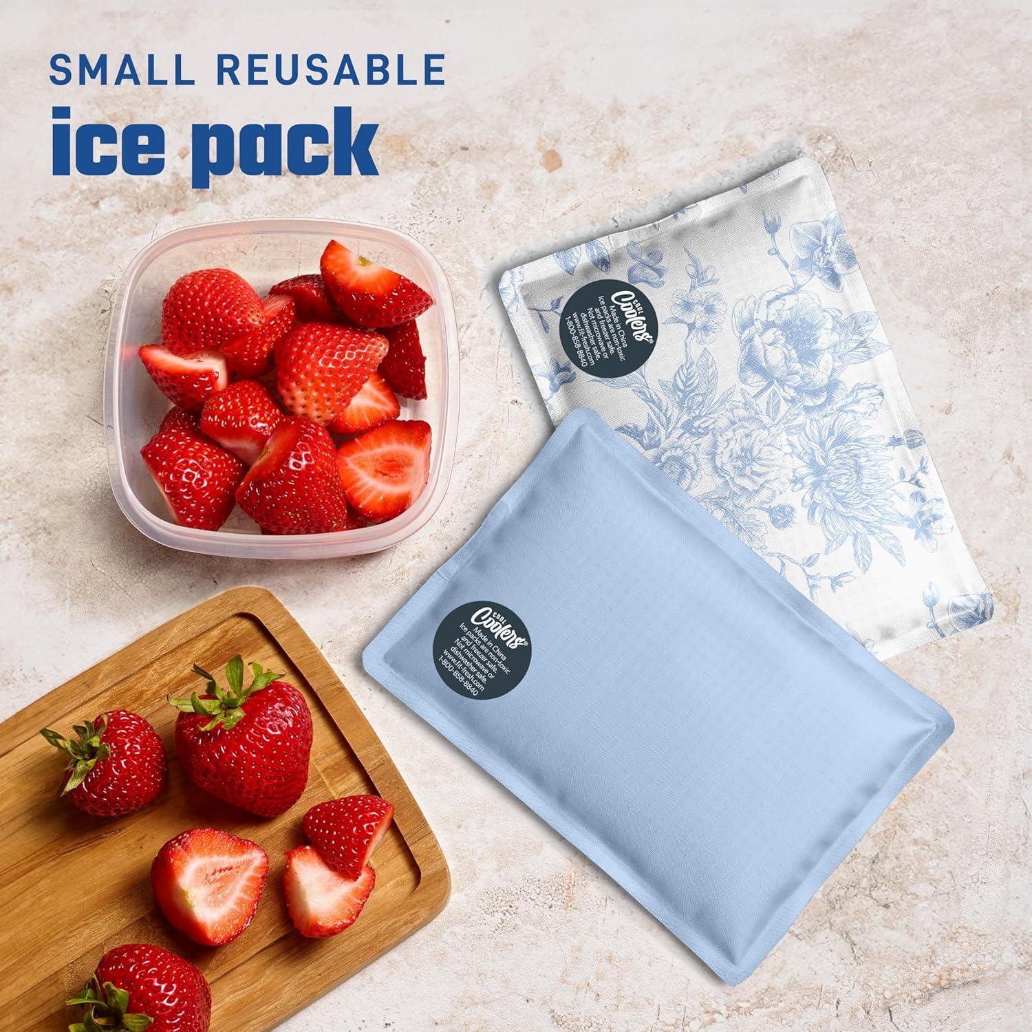 imageCool Coolers by Fit ampamp Fresh 2 Pack Soft Ice Flexible Stretch Nylon Reusable Ice Packs for Lunch Boxes ampamp Coolers Unicorn StripeBlue Floral Toile