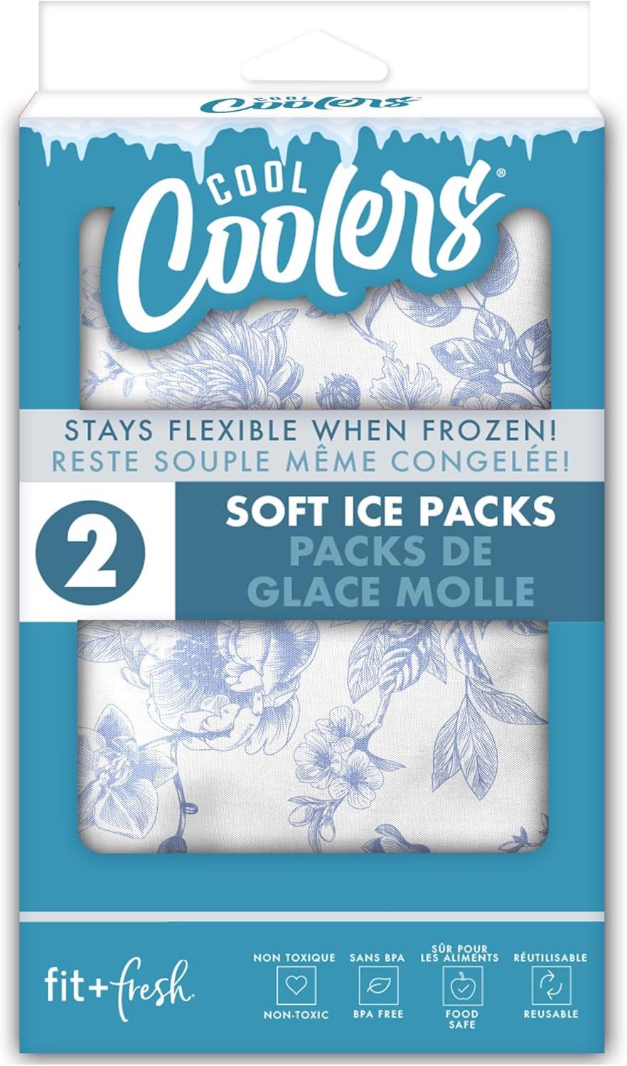 imageCool Coolers by Fit ampamp Fresh 2 Pack Soft Ice Flexible Stretch Nylon Reusable Ice Packs for Lunch Boxes ampamp Coolers Unicorn StripeBlue Floral Toile