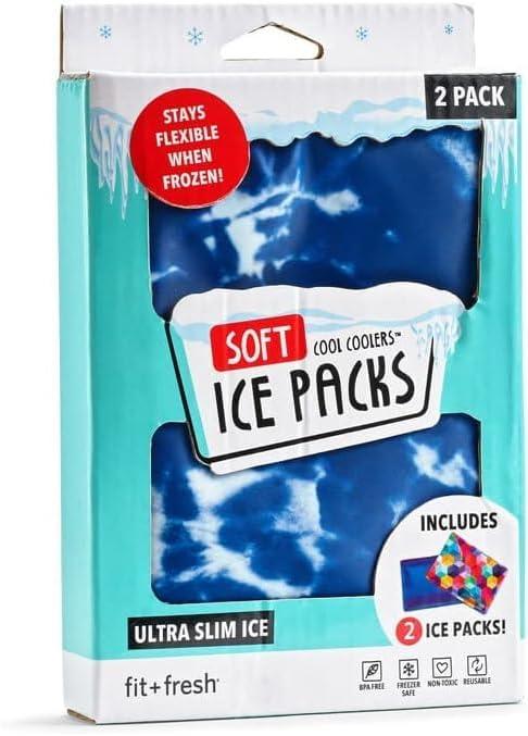 imageCool Coolers by Fit ampamp Fresh 2 Pack Soft Ice Flexible Stretch Nylon Reusable Ice Packs for Lunch Boxes ampamp Coolers Unicorn StripeBlue Tie Dye