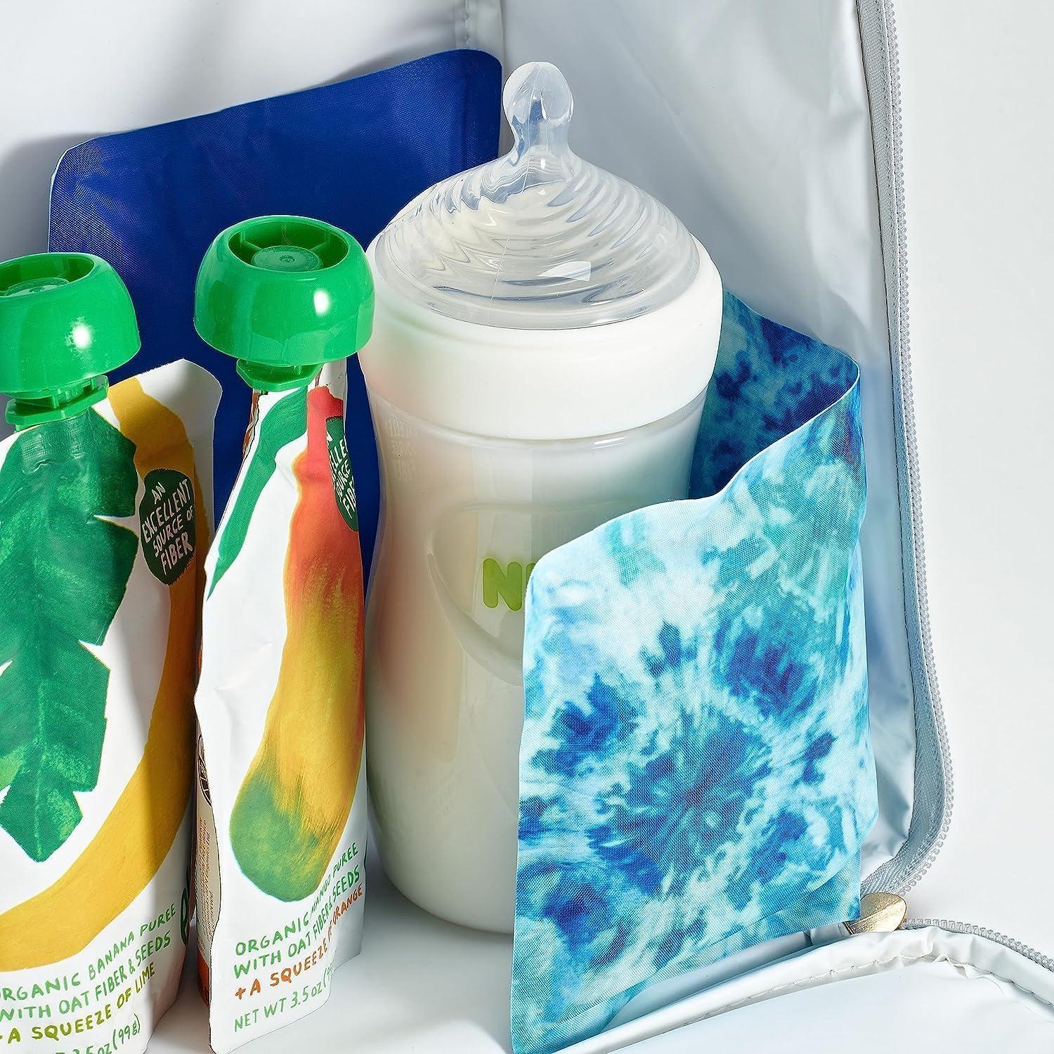 imageCool Coolers by Fit ampamp Fresh 2 Pack Soft Ice Flexible Stretch Nylon Reusable Ice Packs for Lunch Boxes ampamp Coolers Unicorn StripeBlue Tie Dye