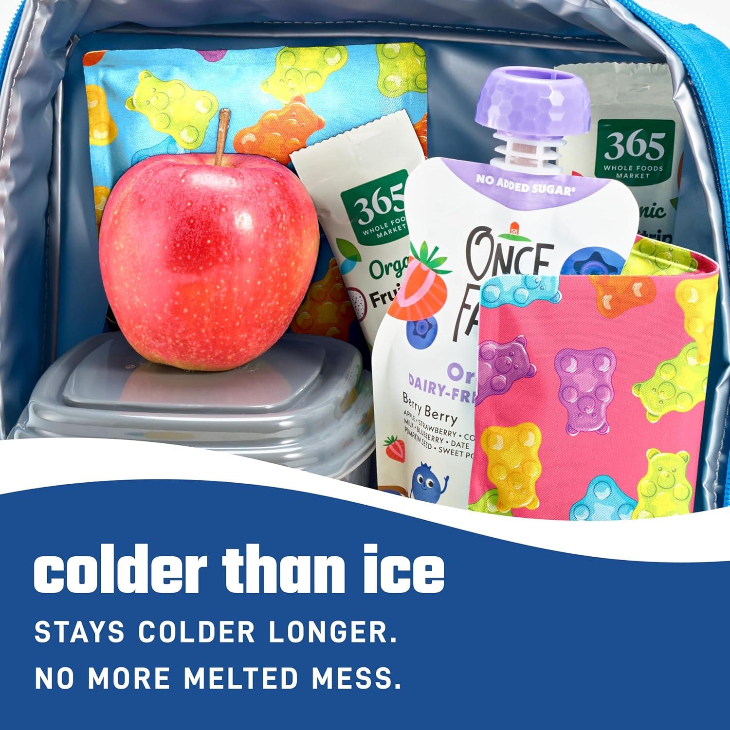 imageCool Coolers by Fit ampamp Fresh 2 Pack Soft Ice Flexible Stretch Nylon Reusable Ice Packs for Lunch Boxes ampamp Coolers Unicorn StripeGummy Bears