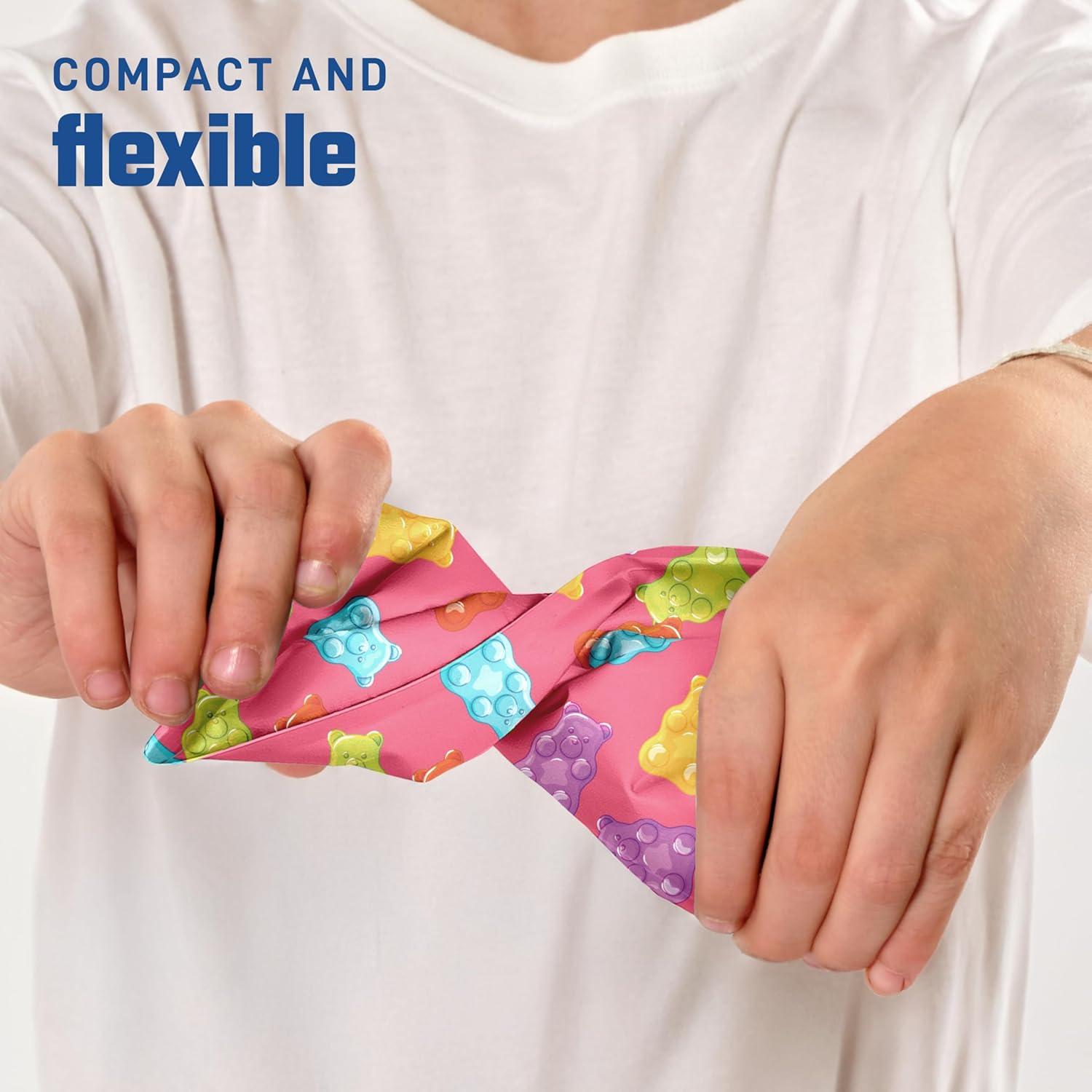 imageCool Coolers by Fit ampamp Fresh 2 Pack Soft Ice Flexible Stretch Nylon Reusable Ice Packs for Lunch Boxes ampamp Coolers Unicorn StripeGummy Bears