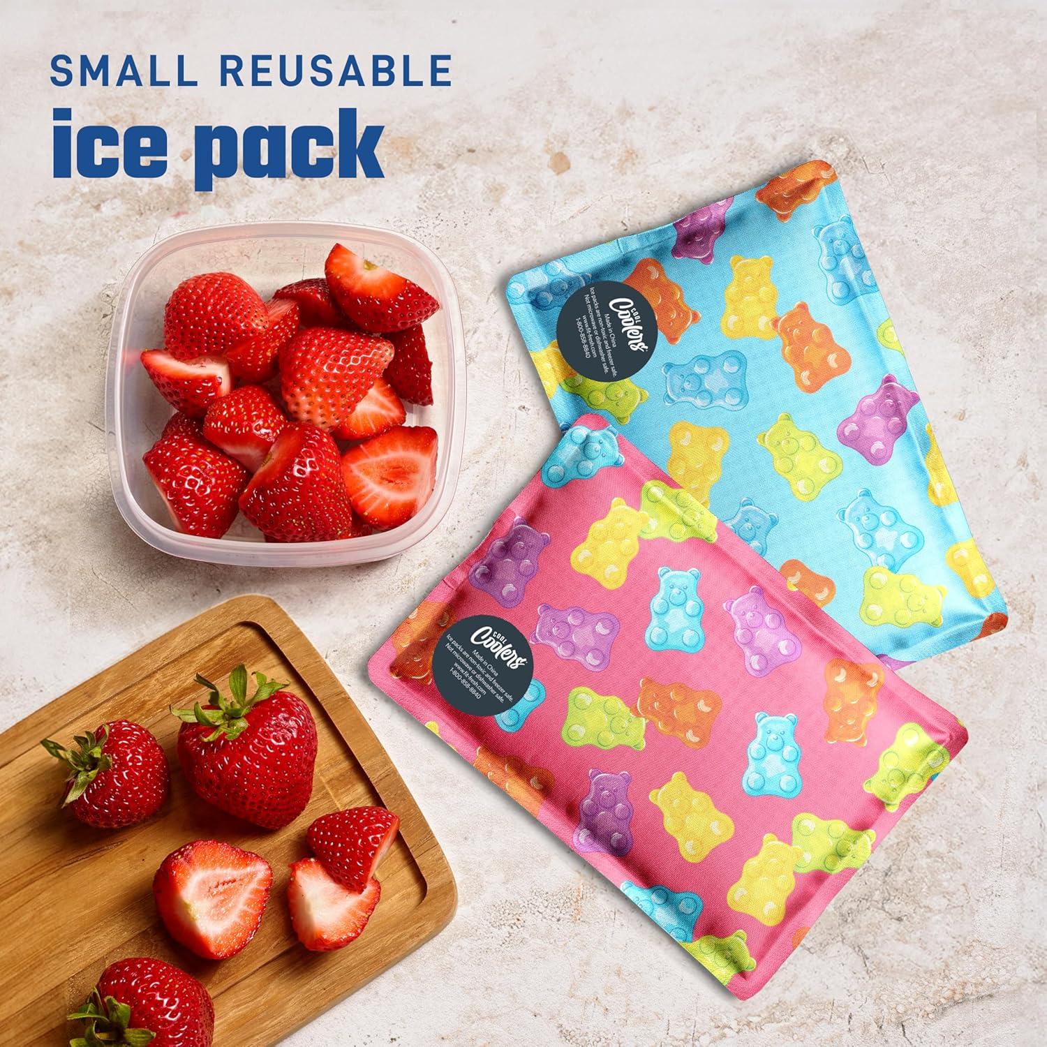 imageCool Coolers by Fit ampamp Fresh 2 Pack Soft Ice Flexible Stretch Nylon Reusable Ice Packs for Lunch Boxes ampamp Coolers Unicorn StripeGummy Bears