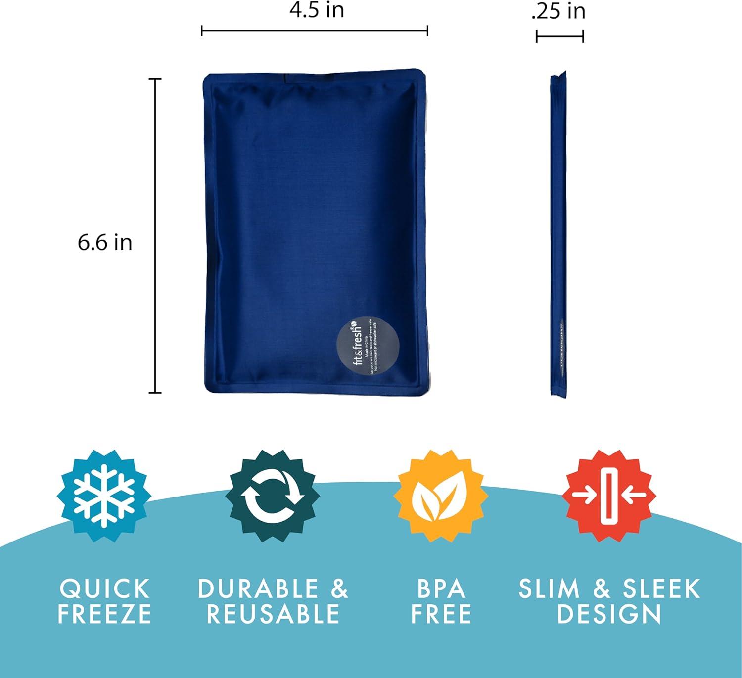 imageCool Coolers by Fit ampamp Fresh 2 Pack Soft Ice Flexible Stretch Nylon Reusable Ice Packs for Lunch Boxes ampamp Coolers Unicorn StripeMulti Prism Geo  Cobalt