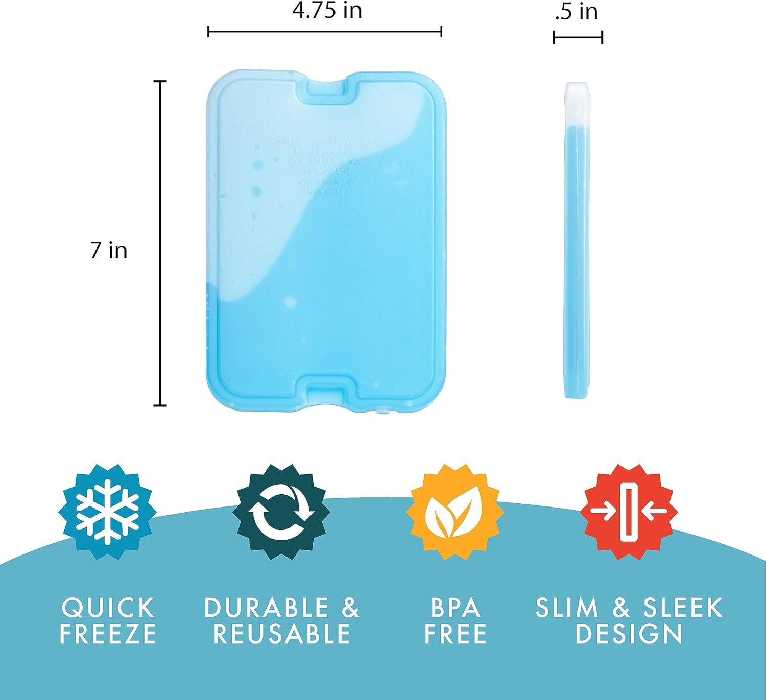 imageCool Coolers by Fit ampamp Fresh 4 Pack XL Slim Ice Packs Quick Freeze Space Saving Reusable Ice Packs for Lunch Boxes or Coolers PinkClear Blue 4 PK