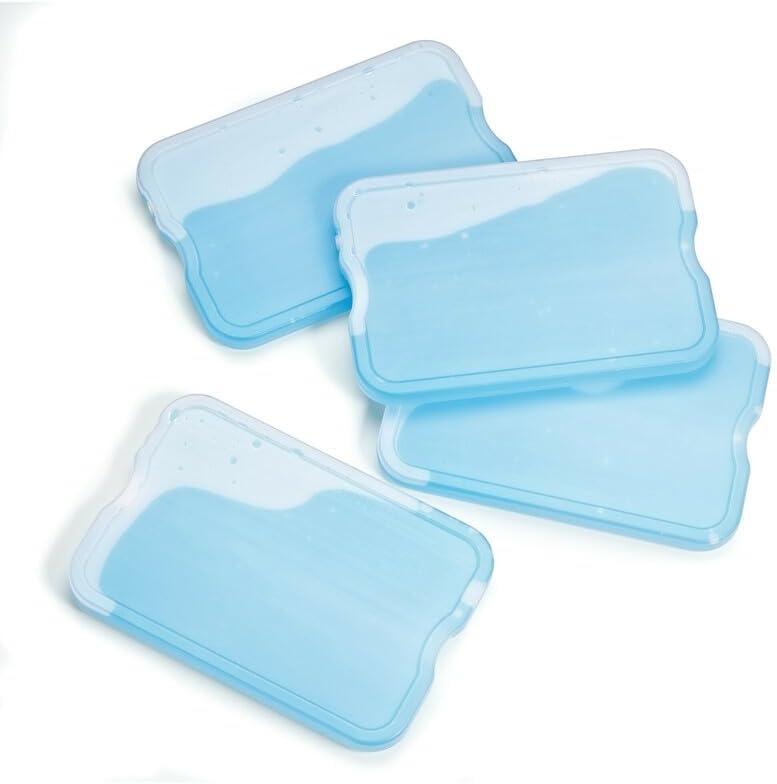 imageCool Coolers by Fit ampamp Fresh 4 Pack XL Slim Ice Packs Quick Freeze Space Saving Reusable Ice Packs for Lunch Boxes or Coolers PinkClear Blue 4 PK