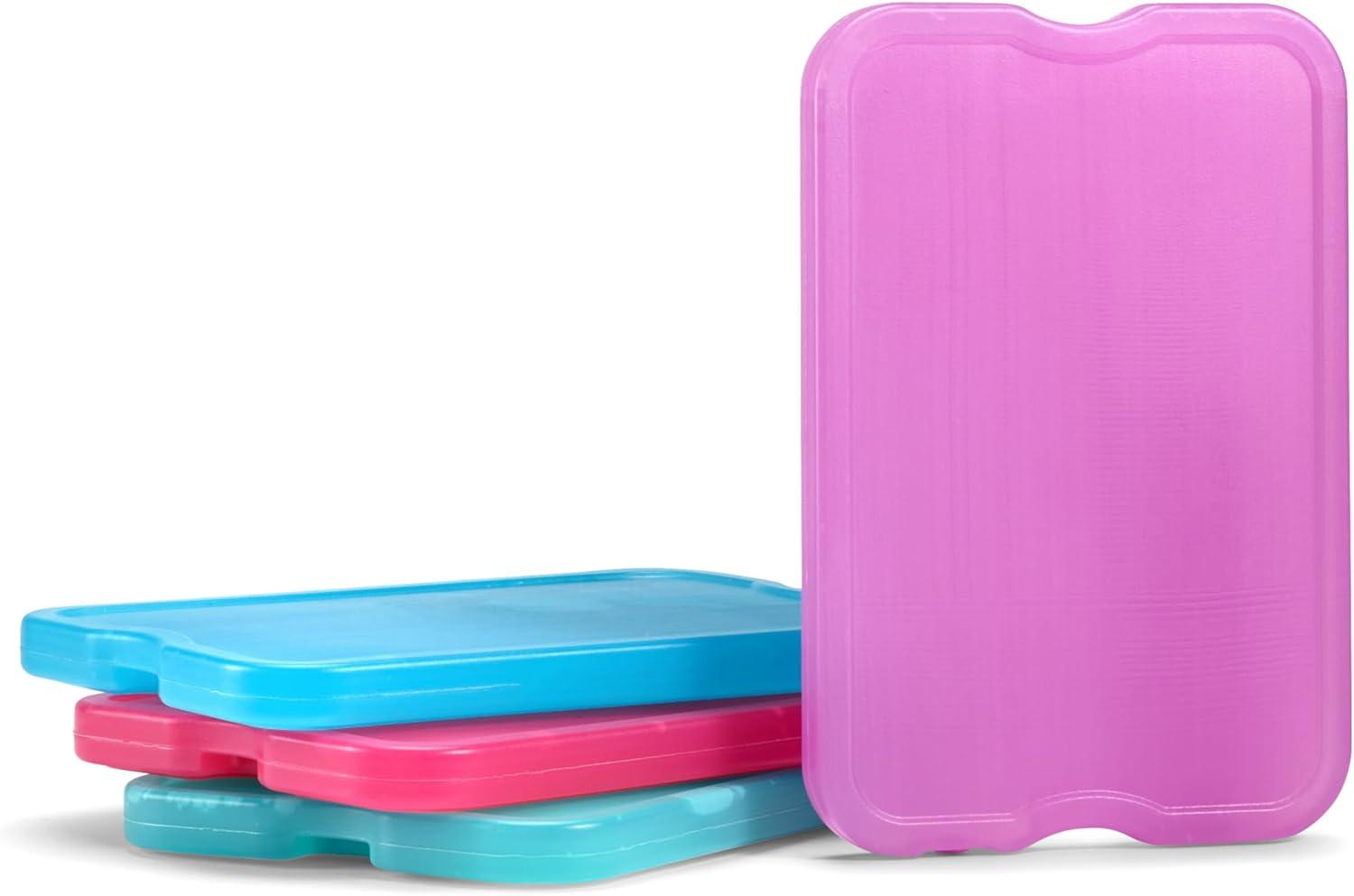 imageCool Coolers by Fit ampamp Fresh 4 Pack XL Slim Ice Packs Quick Freeze Space Saving Reusable Ice Packs for Lunch Boxes or Coolers PinkMulticolor 4 PK