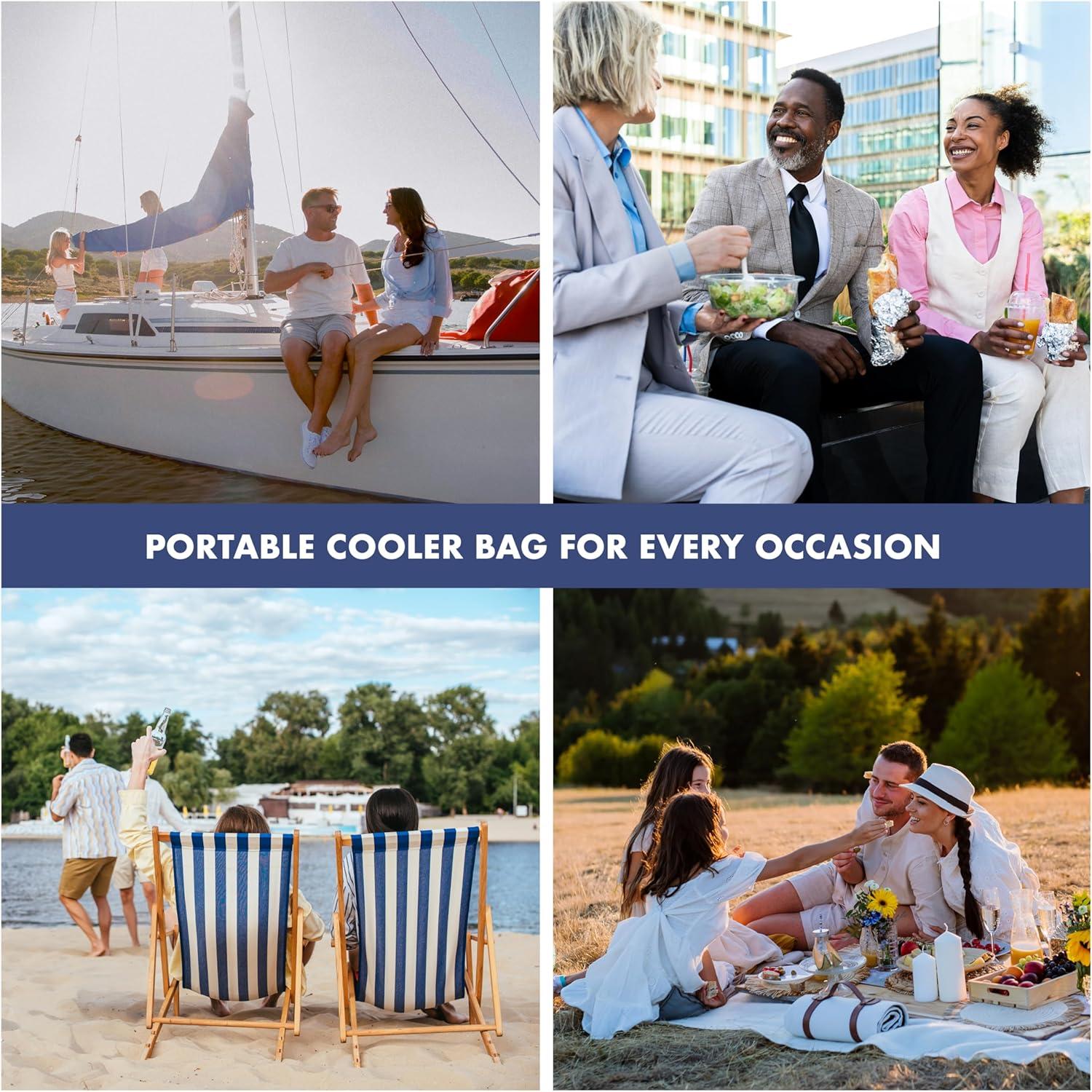 imageFit ampamp Fresh Beach ampamp Boat Cooler Collection  Insulated Leakproof WaterResistant Totes ampamp Lunch Bags for Summer Pool ampamp Travel12Can  Navy