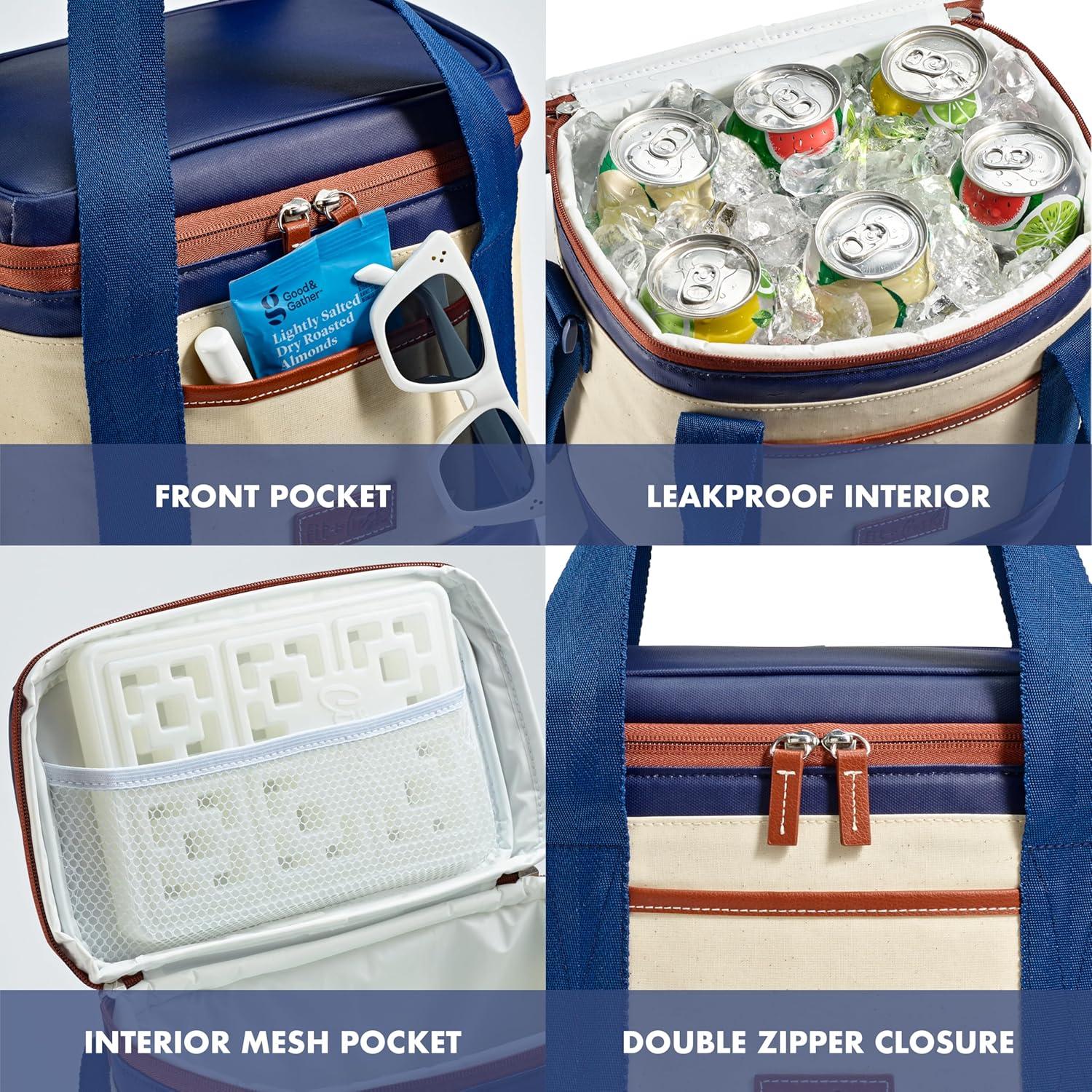 imageFit ampamp Fresh Beach ampamp Boat Cooler Collection  Insulated Leakproof WaterResistant Totes ampamp Lunch Bags for Summer Pool ampamp Travel12Can  Navy