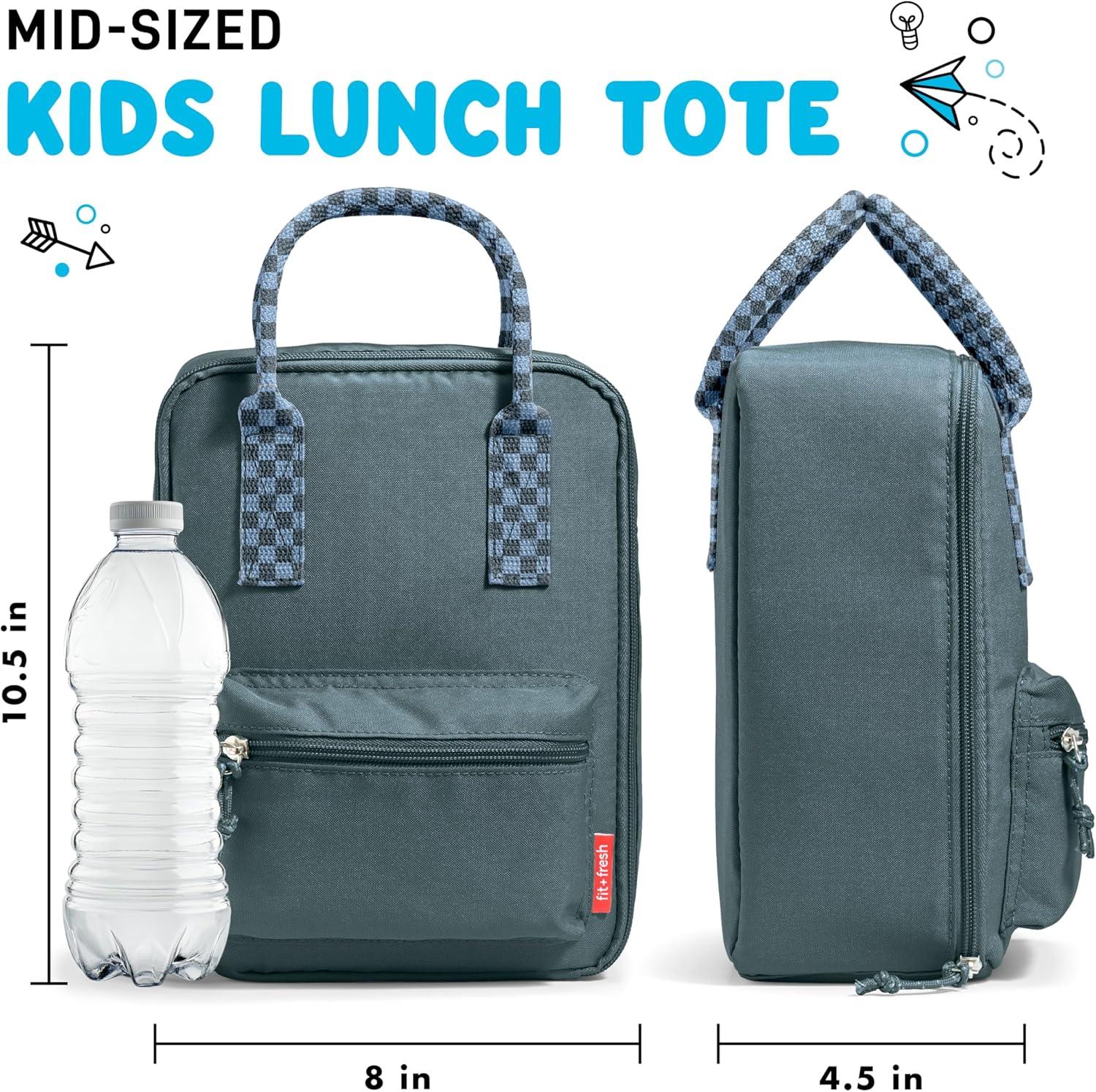 imageFit ampamp Fresh Connor Kids Lunch Tote Versatile Thermal Insulated Lunch Box for School and Camp Adult Lunch Bag with Front Zip Pocket RedBoulder Gray