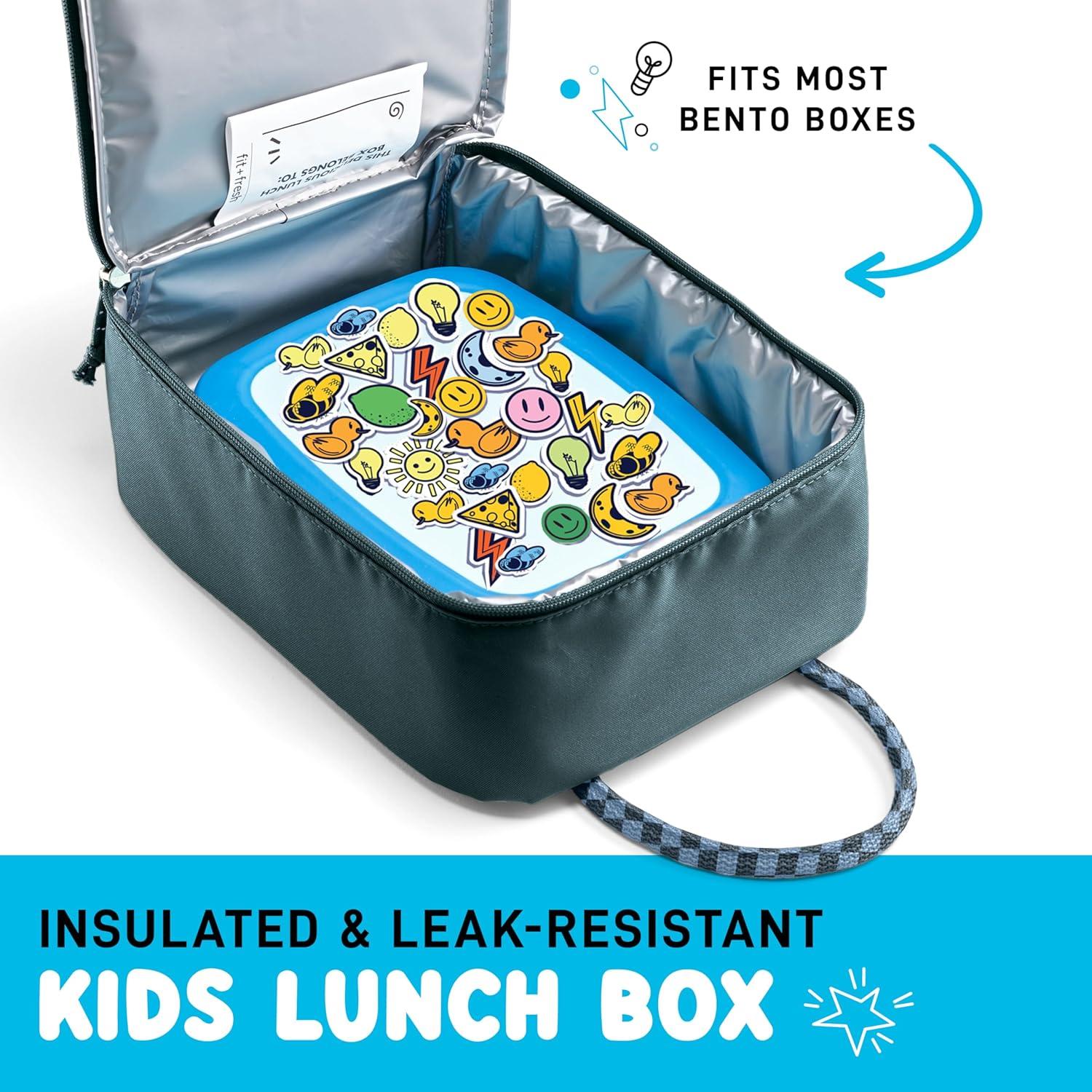 imageFit ampamp Fresh Connor Kids Lunch Tote Versatile Thermal Insulated Lunch Box for School and Camp Adult Lunch Bag with Front Zip Pocket RedBoulder Gray