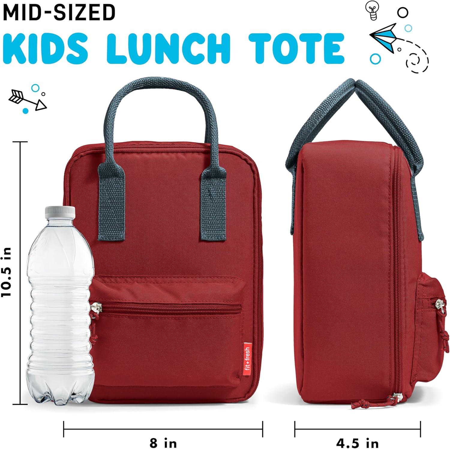 imageFit ampamp Fresh Connor Kids Lunch Tote Versatile Thermal Insulated Lunch Box for School and Camp Adult Lunch Bag with Front Zip Pocket RedCardinal Red