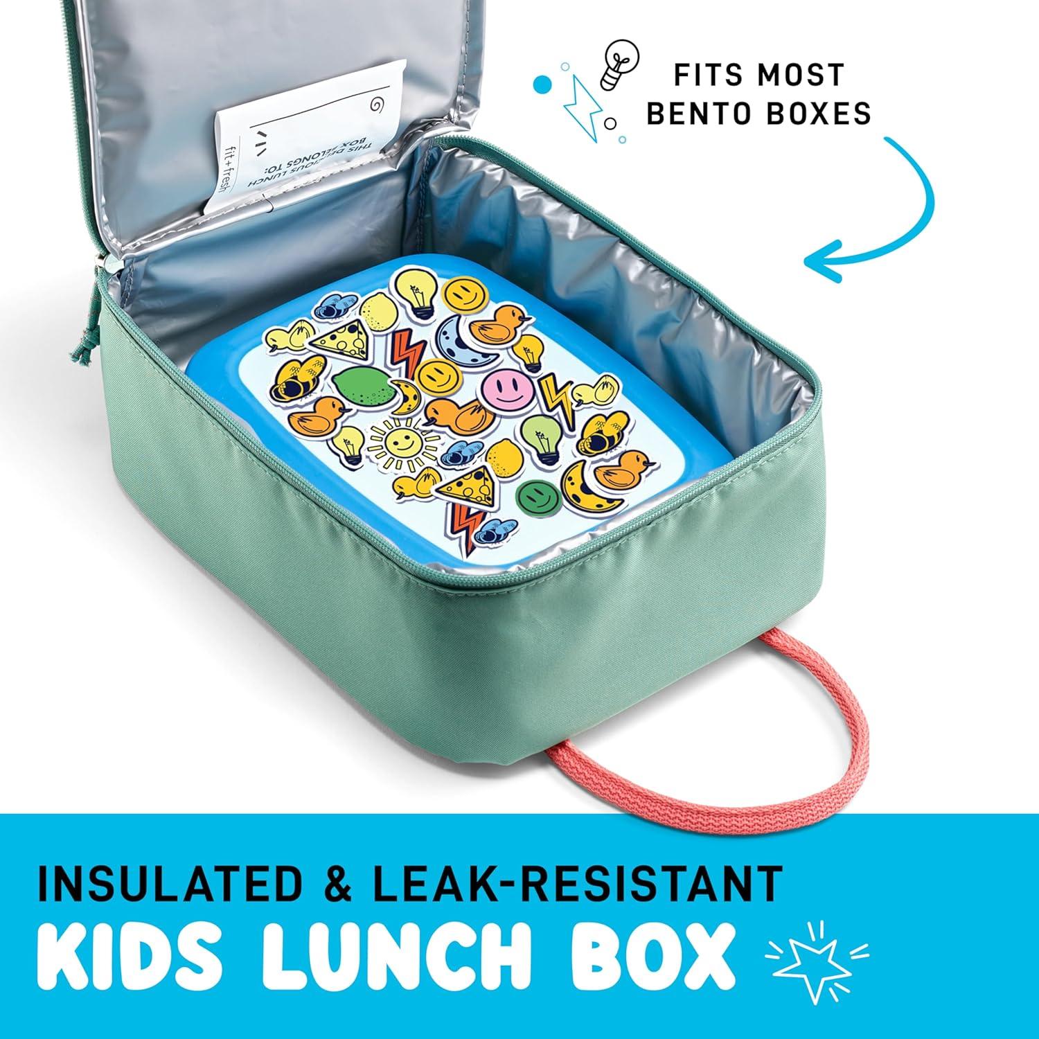 imageFit ampamp Fresh Connor Kids Lunch Tote Versatile Thermal Insulated Lunch Box for School and Camp Adult Lunch Bag with Front Zip Pocket RedSeafoam Green