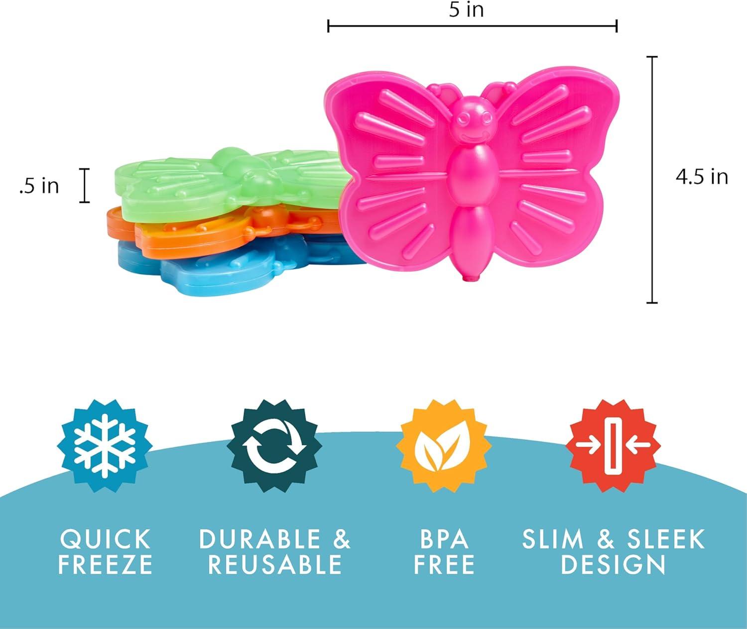 imageFit ampamp Fresh Cool Coolers Kids Lunch Box Ice Packs Slim Ice Packs for Lunch Bags Lunch Ice Packs ReusableMulticolored 8 Pack UnicornButterfly  12 PK