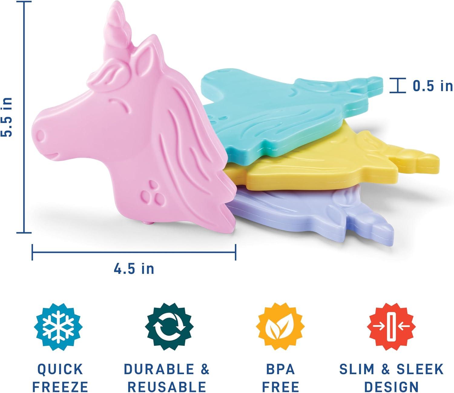imageFit ampamp Fresh Cool Coolers Kids Lunch Box Ice Packs Slim Ice Packs for Lunch Bags Lunch Ice Packs ReusableMulticolored 8 Pack UnicornButterfly Unicorn