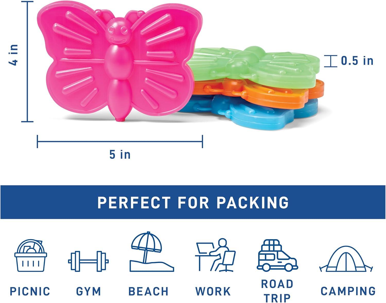 imageFit ampamp Fresh Cool Coolers Kids Lunch Box Ice Packs Slim Ice Packs for Lunch Bags Lunch Ice Packs ReusableMulticolored 8 Pack UnicornPenguin Butterfly