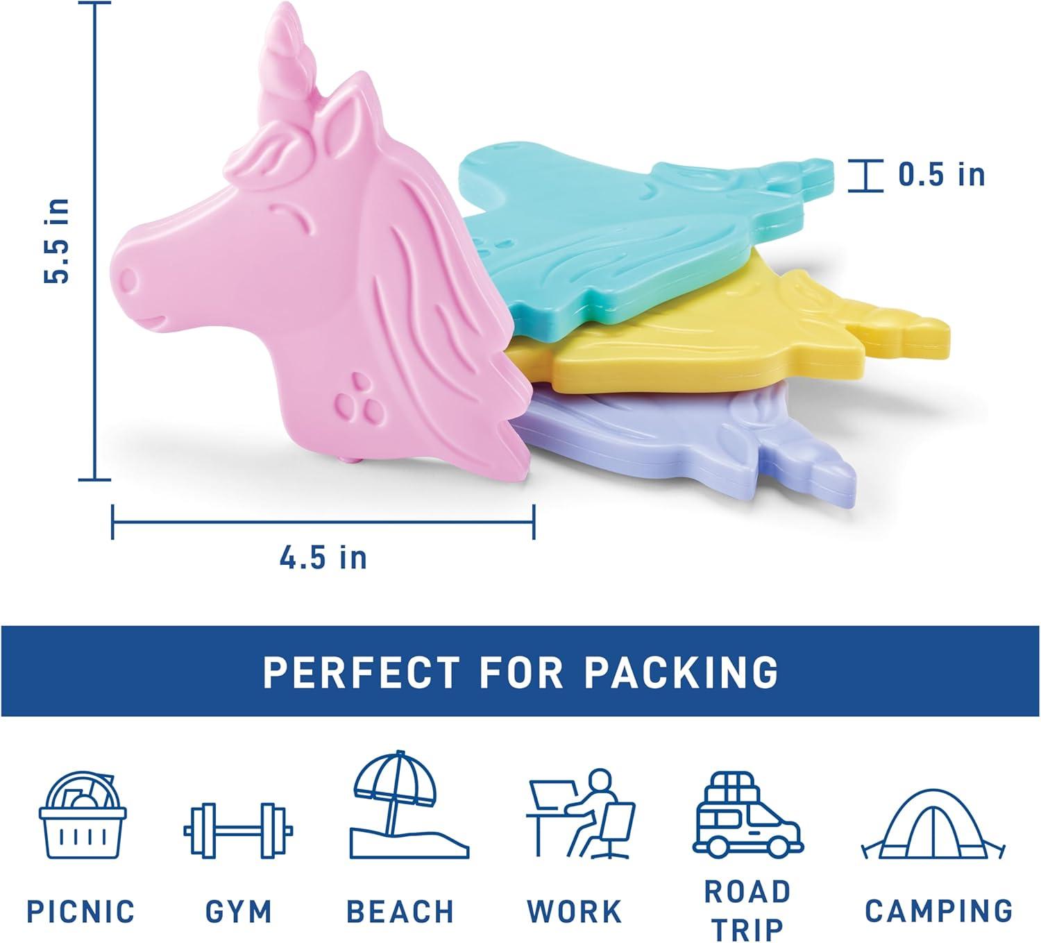 imageFit ampamp Fresh Cool Coolers Kids Lunch Box Ice Packs Slim Ice Packs for Lunch Bags Lunch Ice Packs ReusableMulticolored 8 Pack UnicornPenguin Unicorn