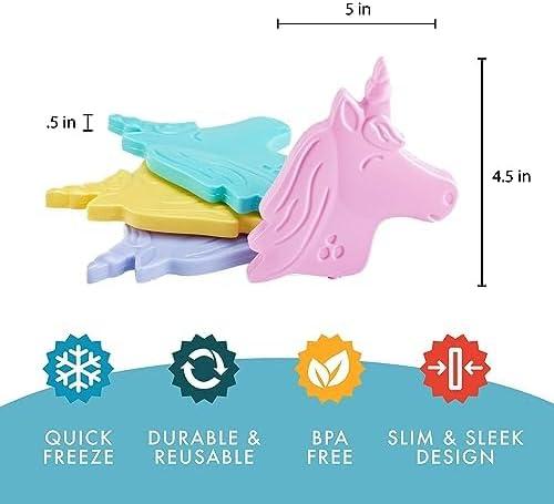 imageFit ampamp Fresh Cool Coolers Kids Lunch Box Ice Packs Slim Ice Packs for Lunch Bags Lunch Ice Packs ReusableMulticolored 8 Pack UnicornUnicorn  12 PK