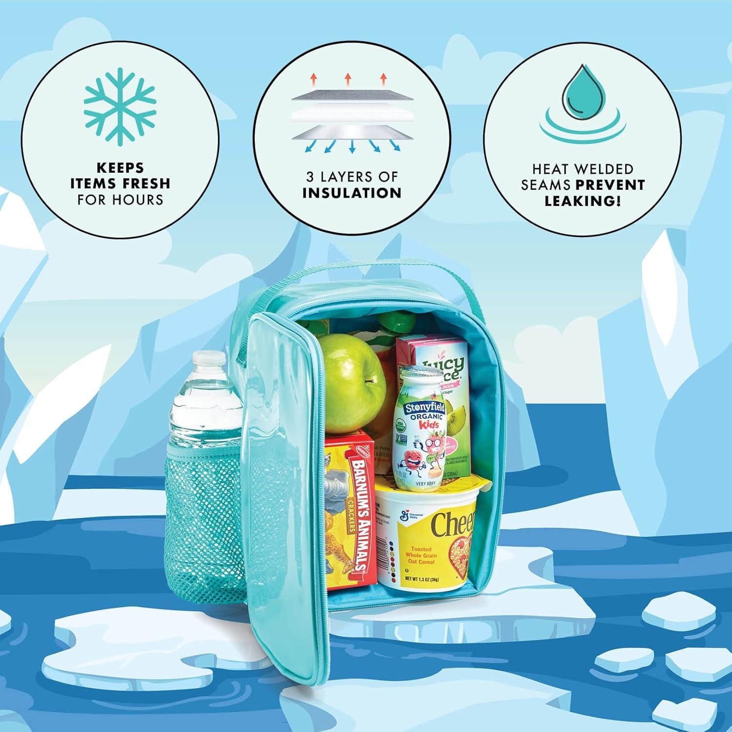 imageFit ampamp Fresh DIY Sticker Lunch Bag For Kids Insulated Lunch Box For Kids Boys ampamp Girls With 3 Matching Snack Containers ampamp 2 Sticker Sets School Lunch Box BlackLight Blue