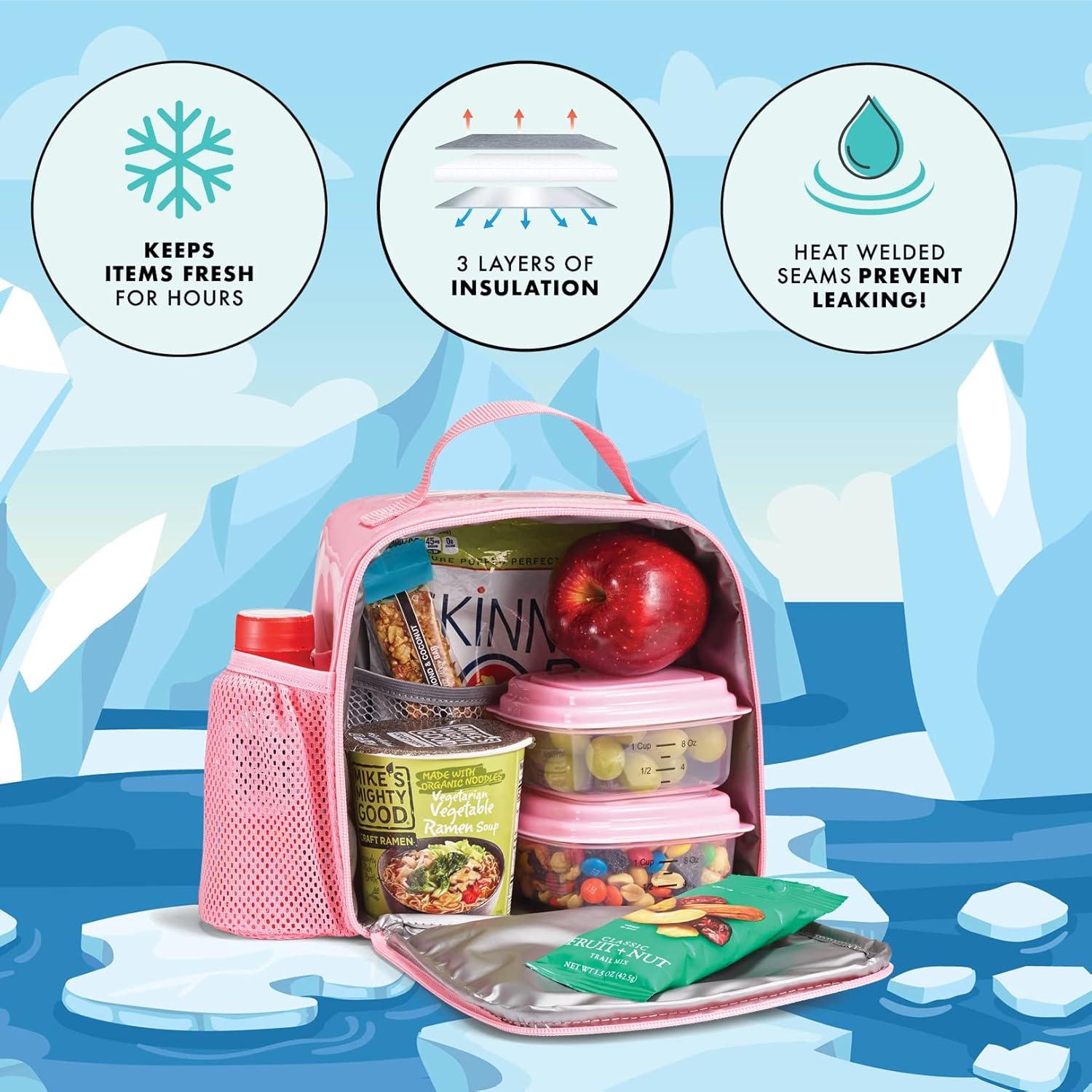 imageFit ampamp Fresh DIY Sticker Lunch Bag For Kids Insulated Lunch Box For Kids Boys ampamp Girls With 3 Matching Snack Containers ampamp 2 Sticker Sets School Lunch Box BlackPink