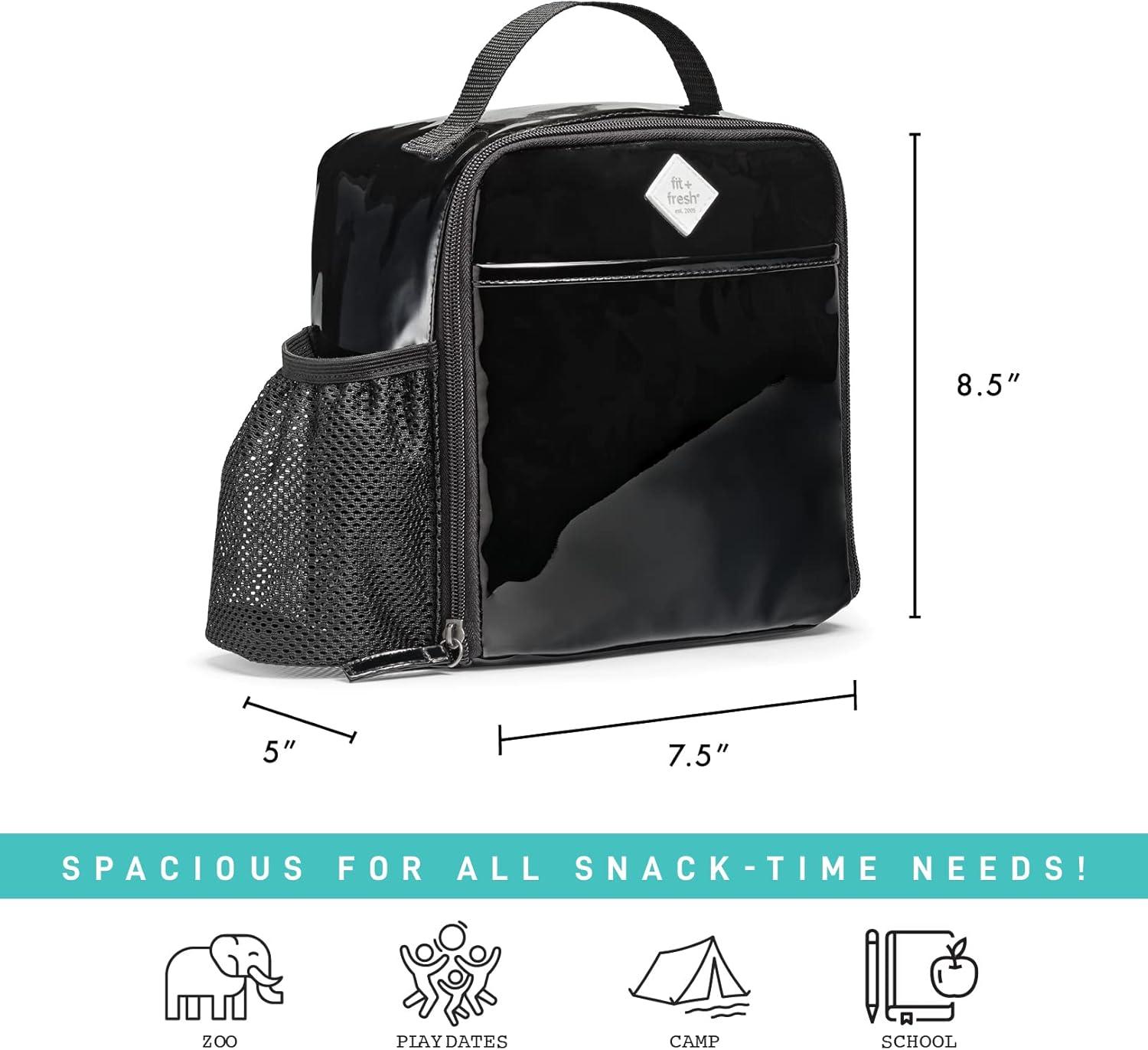imageFit ampamp Fresh DIY Sticker Lunch Bag For Kids Insulated Lunch Box For Kids Boys ampamp Girls With 3 Matching Snack Containers ampamp 2 Sticker Sets School Lunch Box BlackBlack