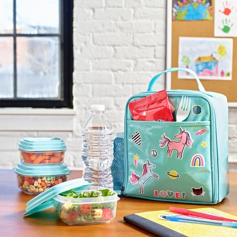 imageFit ampamp Fresh DIY Sticker Lunch Bag For Kids Insulated Lunch Box For Kids Boys ampamp Girls With 3 Matching Snack Containers ampamp 2 Sticker Sets School Lunch Box BlackBlack