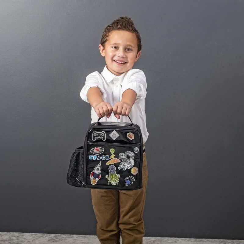 imageFit ampamp Fresh DIY Sticker Lunch Bag For Kids Insulated Lunch Box For Kids Boys ampamp Girls With 3 Matching Snack Containers ampamp 2 Sticker Sets School Lunch Box BlackBlack