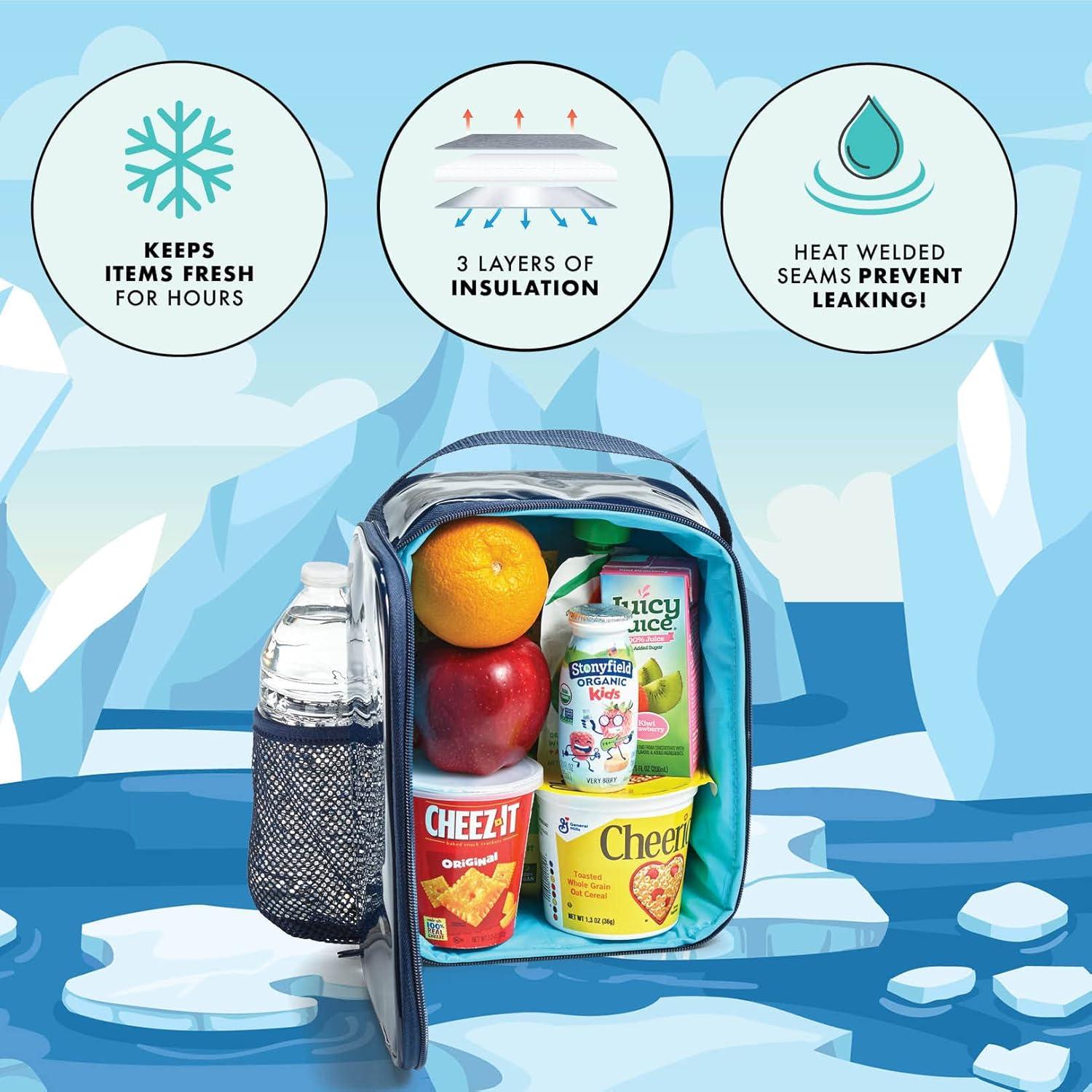 imageFit ampamp Fresh DIY Sticker Lunch Bag For Kids Insulated Lunch Box For Kids Boys ampamp Girls With 3 Matching Snack Containers ampamp 2 Sticker Sets School Lunch Box BlackNavy