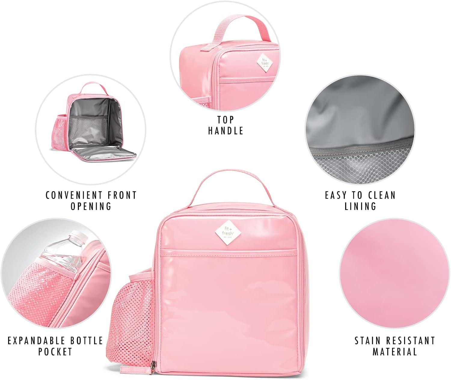 imageFit ampamp Fresh DIY Sticker Lunch Bag For Kids Insulated Lunch Box For Kids Boys ampamp Girls With 3 Matching Snack Containers ampamp 2 Sticker Sets School Lunch Box BlackPink