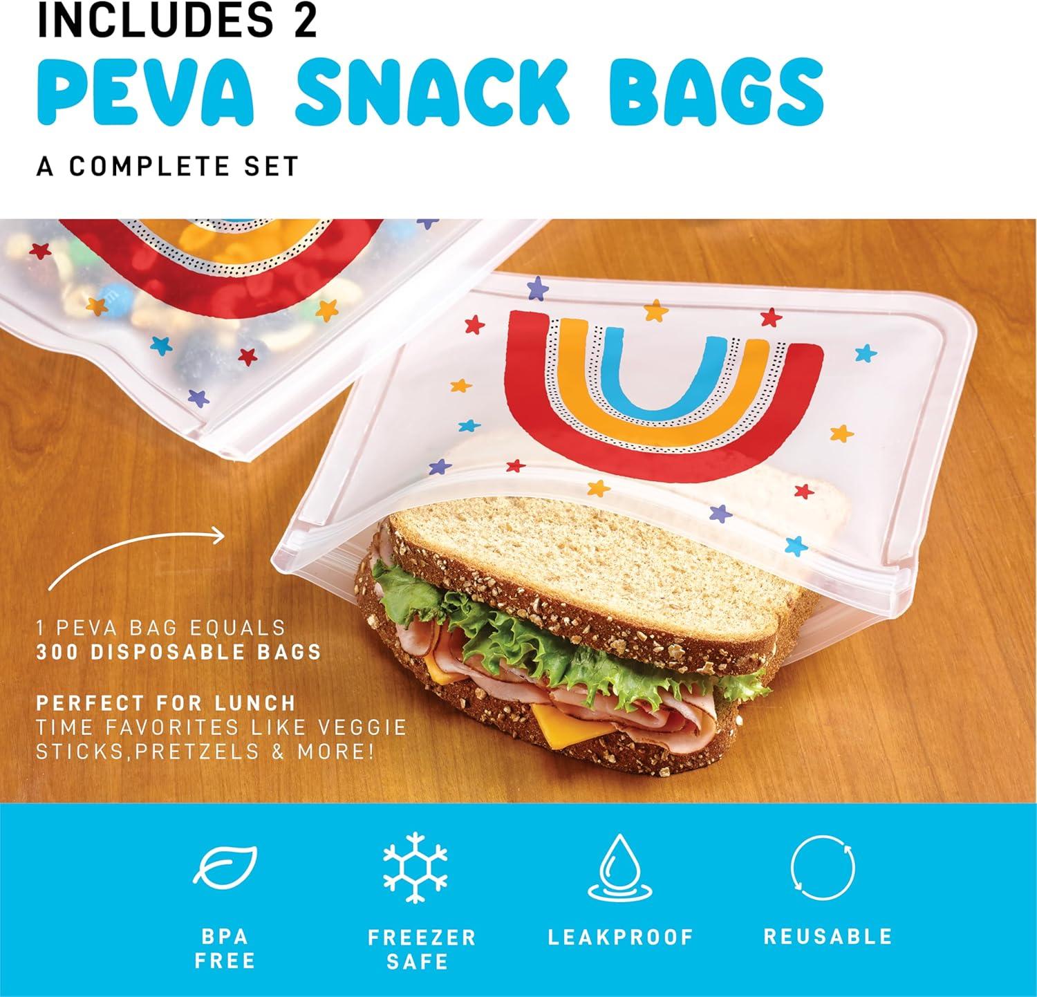 imageFit ampamp Fresh Dinosaur Insulated Lunch Box BPAFree Leakproof Water Resistant Large Capacity Thermal Insulation Reusable Snack Bags Durable PolyesterRainbow