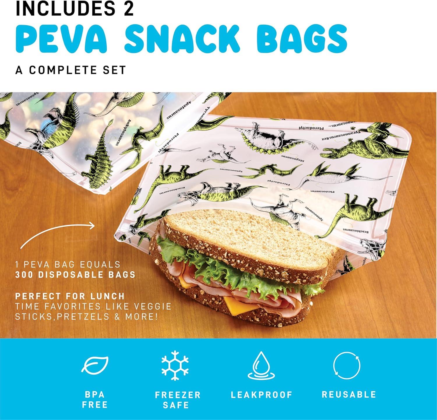 imageFit ampamp Fresh Dinosaur Insulated Lunch Box BPAFree Leakproof Water Resistant Large Capacity Thermal Insulation Reusable Snack Bags Durable PolyesterDinosaur