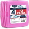 imageCool Coolers by Fit  Fresh Reusable ampamp LongLasting Slim Ice Packs Cold Packs for Lunch Boxes Ice Packs for Lunch Bags Pink 8 PackPurple 4 PK