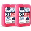 imageCool Coolers by Fit ampamp Fresh 4 Pack XL Slim Ice Packs Quick Freeze Space Saving Reusable Ice Packs for Lunch Boxes or Coolers PinkPink 8 PK