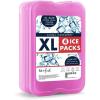 imageCool Coolers by Fit ampamp Fresh 4 Pack XL Slim Ice Packs Quick Freeze Space Saving Reusable Ice Packs for Lunch Boxes or Coolers PinkPurple 4 PK